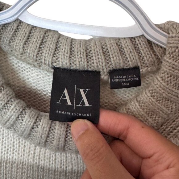 Armani Exchange grey black white crewneck knitted pullover sweater size M - Picture 5 of 6